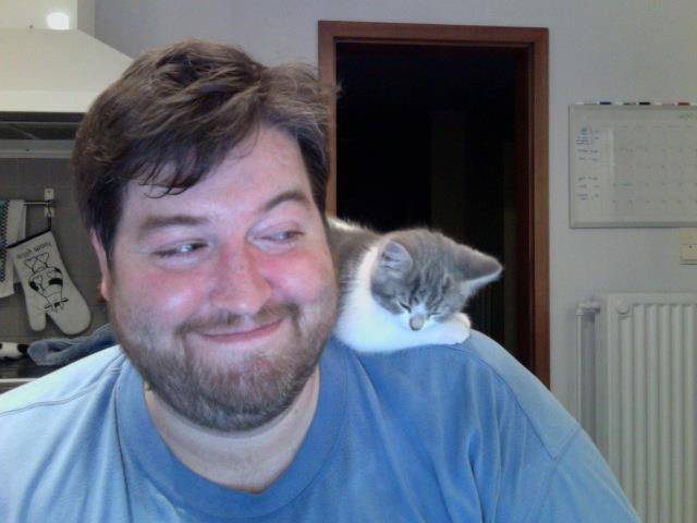 John and Bruges right after he was adopted from the base